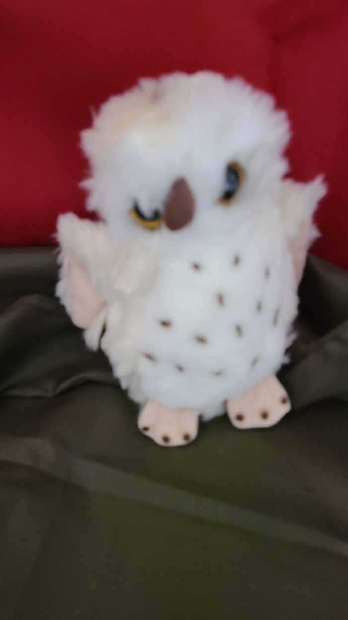 Peluche doudou hibou chouette beige blanc taches noires 17 cm Gipsy