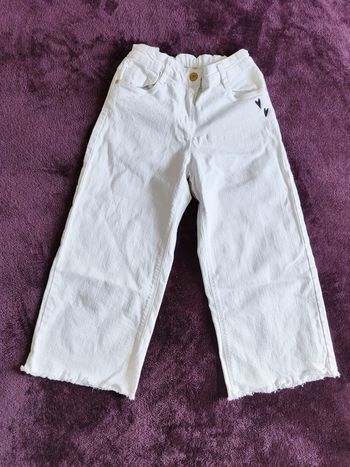 Pantalon fille jeans large blanc Orchestra 10 ans