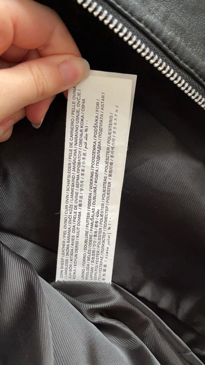 Veste Cuir Noir Mango XS - photo numéro 5
