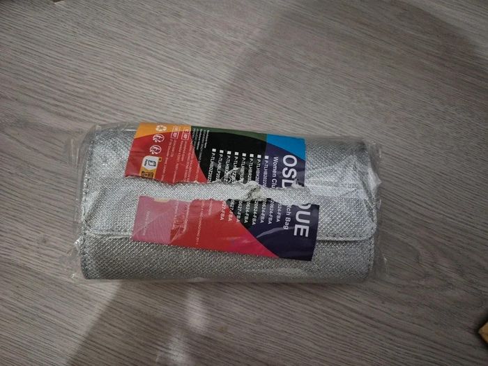 Pochette mariage cérémonie neuve gris paillette - photo numéro 2
