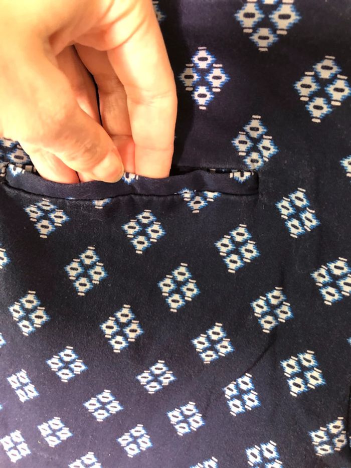 Short bleu marine motifs losanges en coton Zara taille 36 38 bon état - photo numéro 8