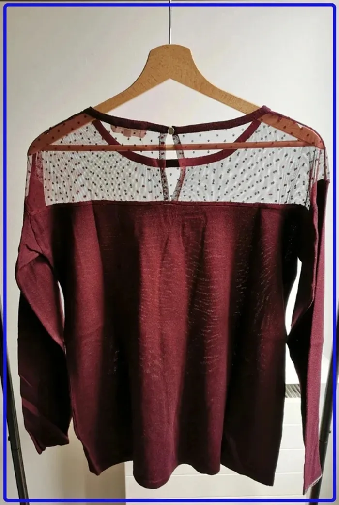 Pull fin bordeaux - photo numéro 3