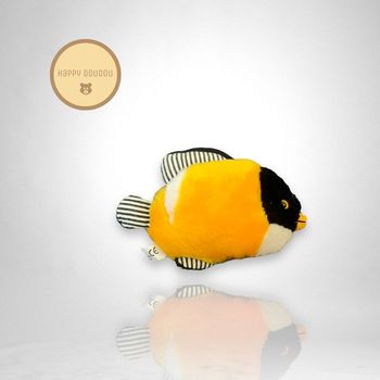 Peluche poisson jaune et noir Sandy A674