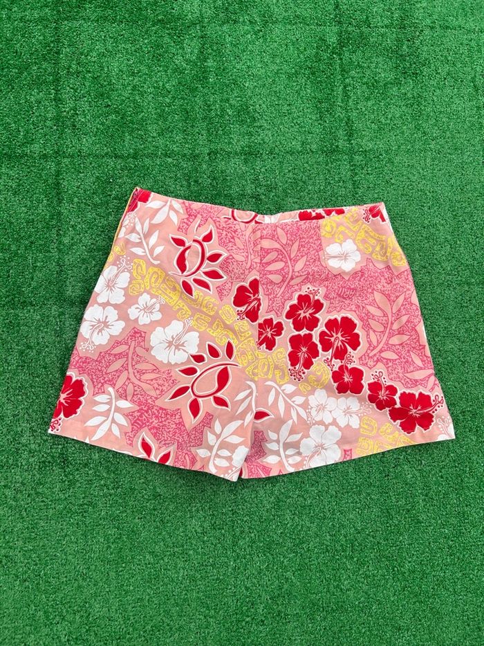 Short fleuri Ligne Créole rose tropical S femme