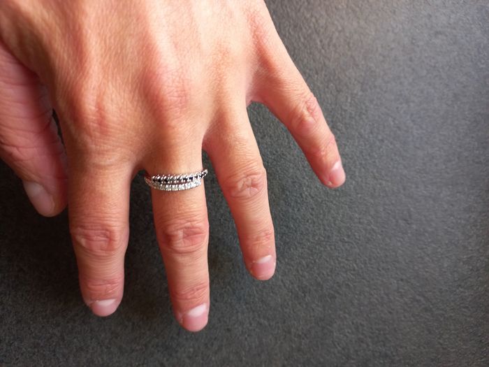 Bague en argent avec zirconias noirs et blancs, taille 56, neuf - photo numéro 1