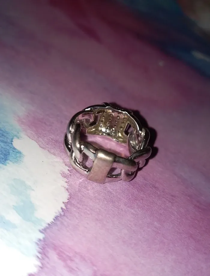 Bague ring anillo spilla strass chaine maille - photo numéro 2