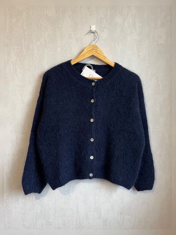 Gilet 40% mohair bleu marine