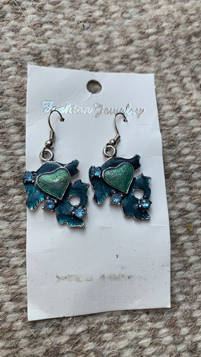 Lot boucles d’oreilles cœur original pendentif idéal cadeau Noël saint Valentin - photo numéro 4