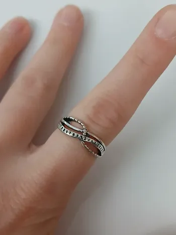 Bague argentée tendance en acier inoxydable