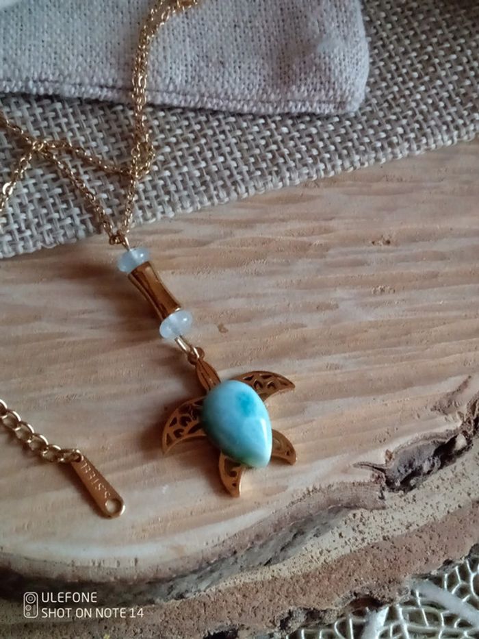 Collier tortue pierres semi précieuses naturelles - photo numéro 4