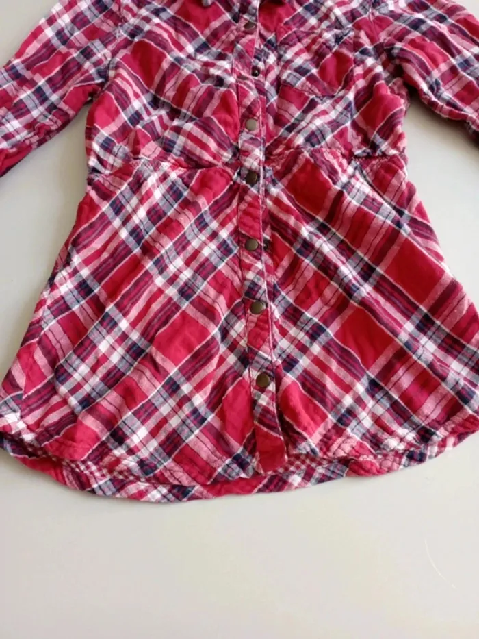 Chemise rayée à carreaux tissaia 12 ans rouge à pression - photo numéro 7