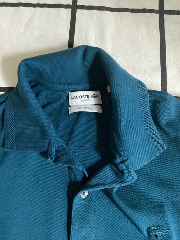 Polo Lacoste taille 4 = M ,bleu pétrole 100 % coton - photo numéro 10