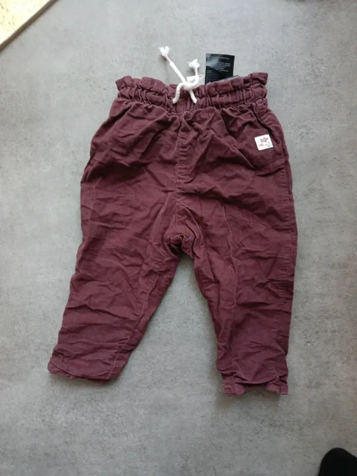 Pantalon velours couleur violet prune H&M 80cm