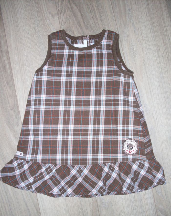 robe H&M écossaise choco/blanc 9/12 mois