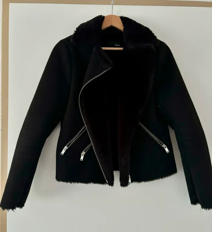 Blouson aviateur fausse fourrure noir Etam Taille 34