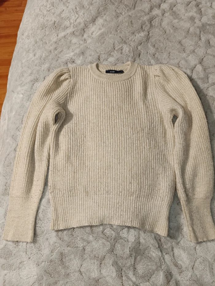 Pull b ige brillant fil doré femme - photo numéro 2