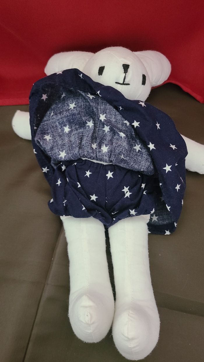 doudou lapin blanc robe étoilé - photo numéro 4