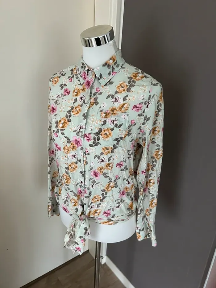 Suncoo top, blouse, chemise à Nouer, vert imprimé floral - photo numéro 2