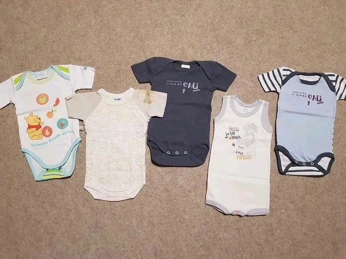 Lot de 5 bodys barboteuses été garçon 3 mois absorba - photo numéro 2