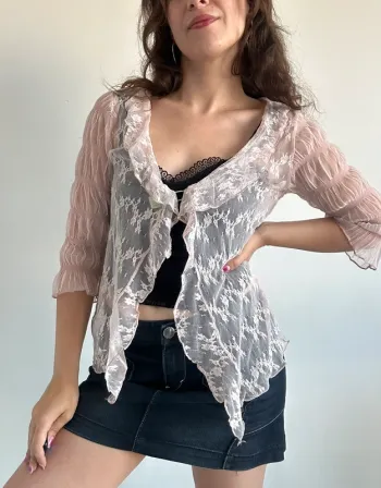 Haut transparent y2k fairy core années 2000 rose taille S
