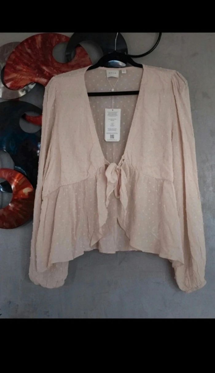 Blouse Vila beige à plumetis - photo numéro 2