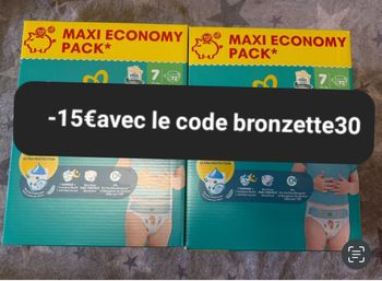 Deux cartons couche Pampers maxi economy taille 7 normal