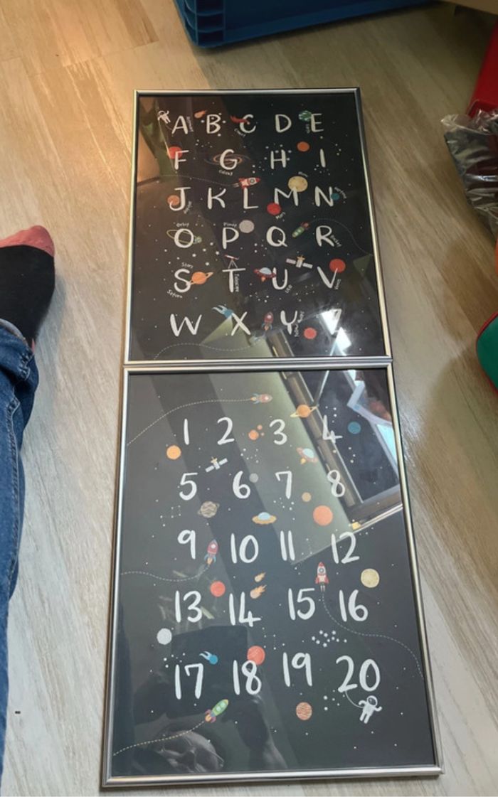 Lot de 2 cadres décoratifs chambre d enfant thème espace