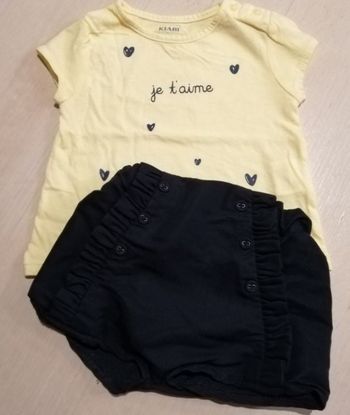 Suoerbe short volantė et son tee shirt assorti 3 mois