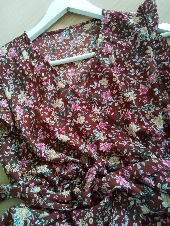 Robe longue légère à volants tons prune avec fleurs Shein - photo numéro 3