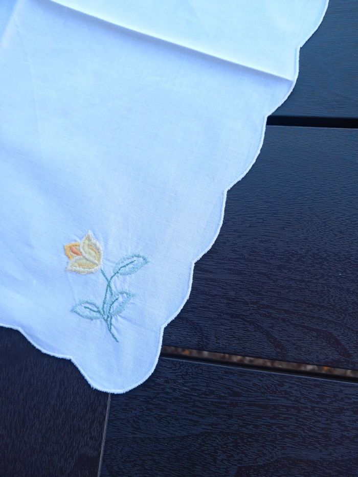 🥕1 napperon/serviette/mouchoir vintage coton - photo numéro 3