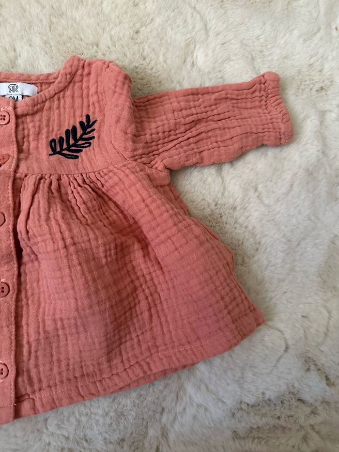 Blouse gaze de coton rose Vertbaudet 3 mois - photo numéro 2