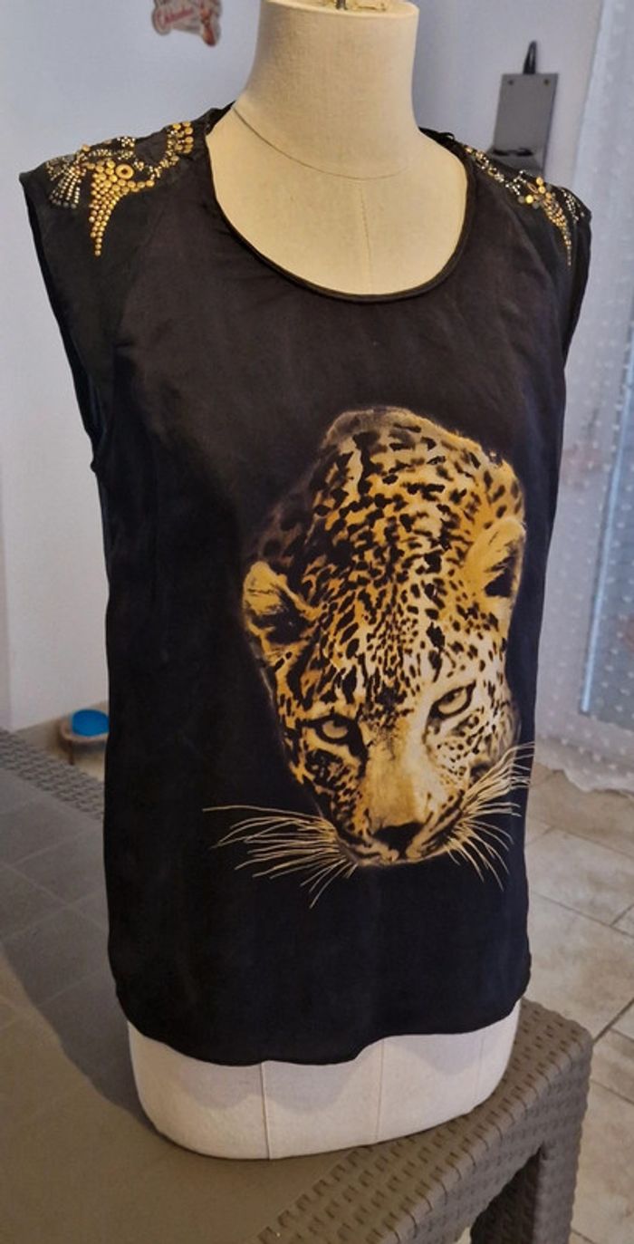 Debardeur en soie, motif léopard - photo numéro 2