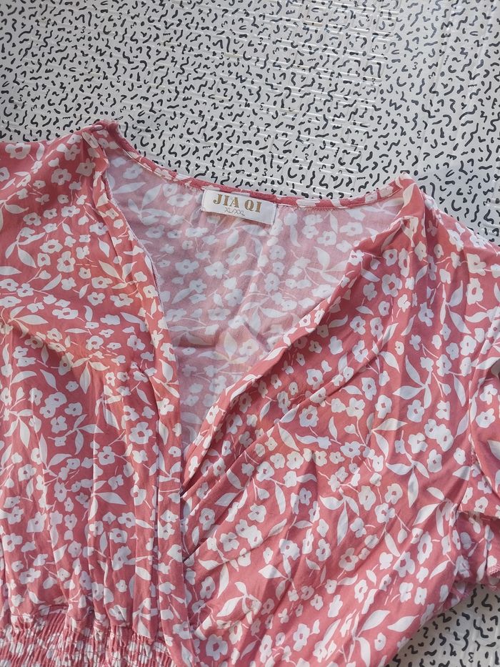 Robe fleurie rose/blanc – Taille XL - photo numéro 4