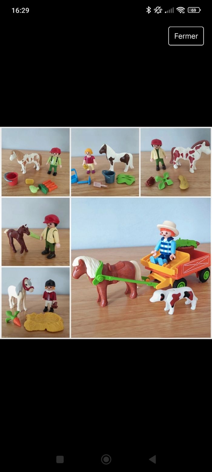Playmobil thème équestre : poneys charette enfants