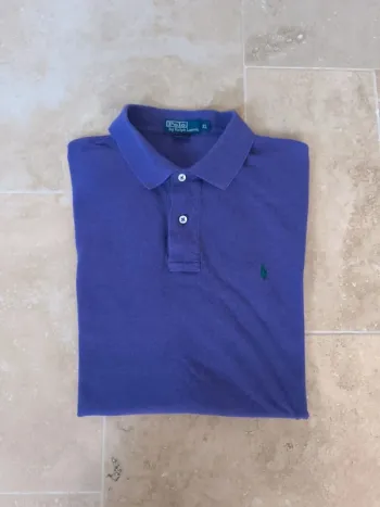 Joli Polo Ralph Lauren homme violet logo brodé gris/vert excellent état