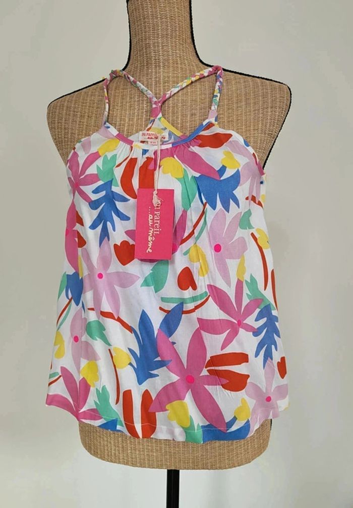15 € Top / Blouse Dpam Motif fleurs 10 ans Neuf avec étiquette - photo numéro 5