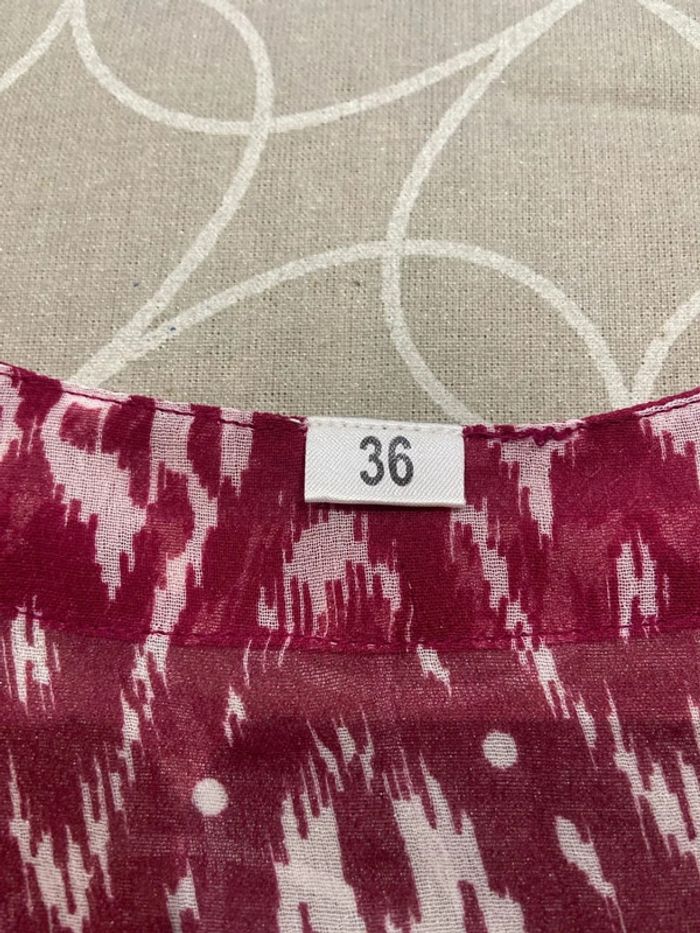 Blouse en voile fuchsia et blanche - photo numéro 3