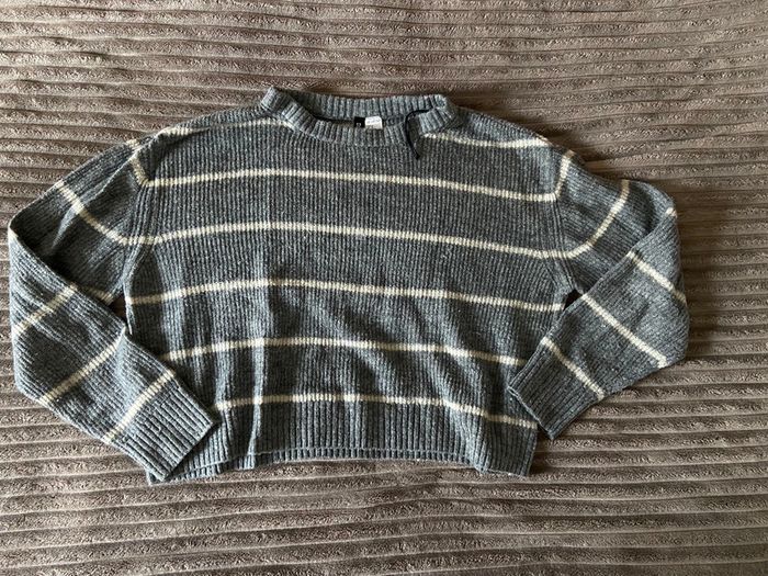 Pull crop marinière col rond