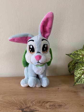 Doudou peluche lapin panpan disney nicotoy glamour noeud vert brillant