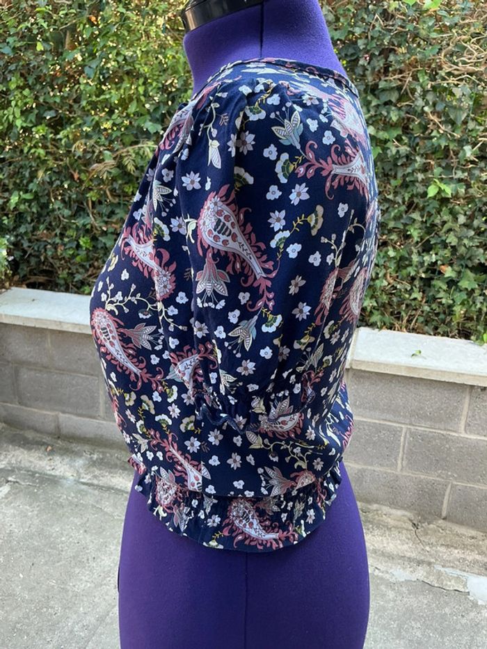 Blouse manches avec élastique ainsi qu’à la taille tons des bleus Chicorée S - photo numéro 3
