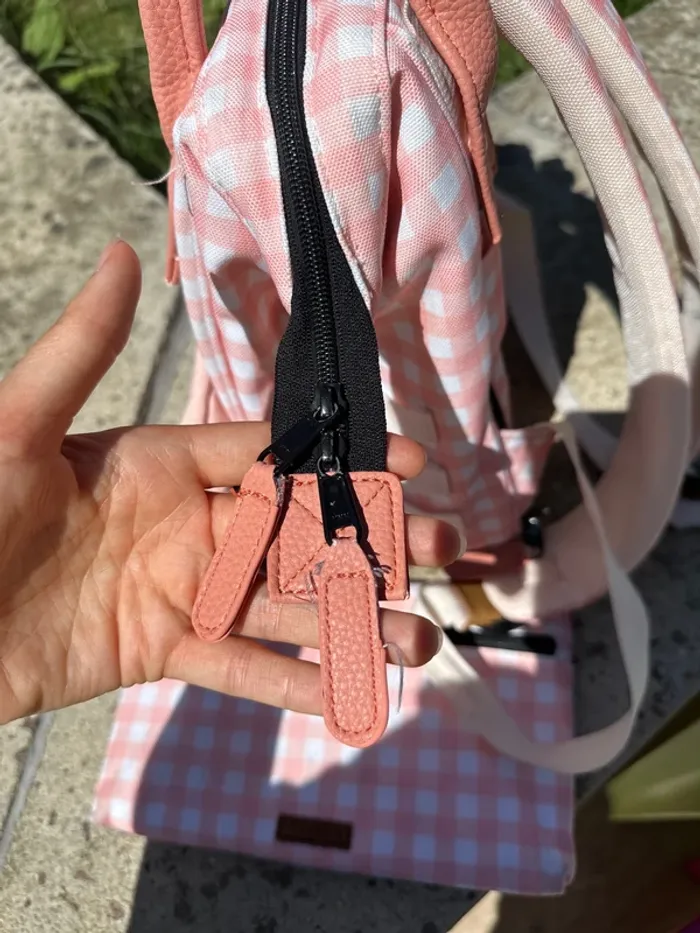 Sac à dos Cabaïa Édition limitée Patna Vichy rose avec ses deux pochettes - photo numéro 7
