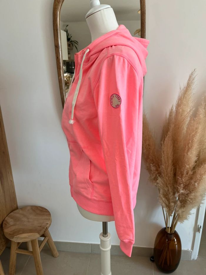 Sweat à zip et capuche rose French Terry 18.18 - photo numéro 3