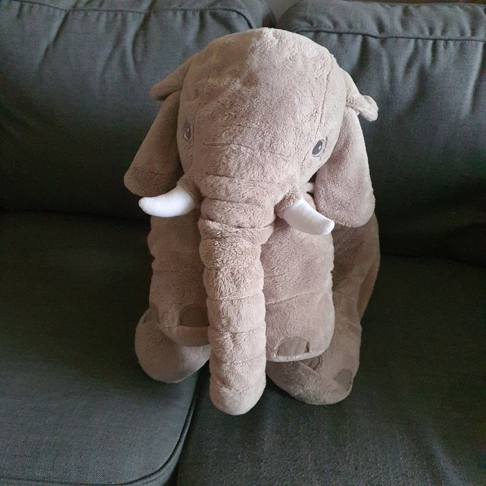 Peluche éléphant oreiller gris - photo numéro 2