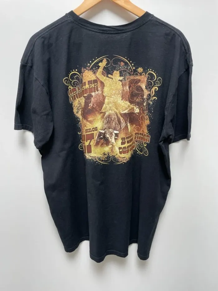 Wrangler Vintage Black T-shirt Bull Rider Mens XXL