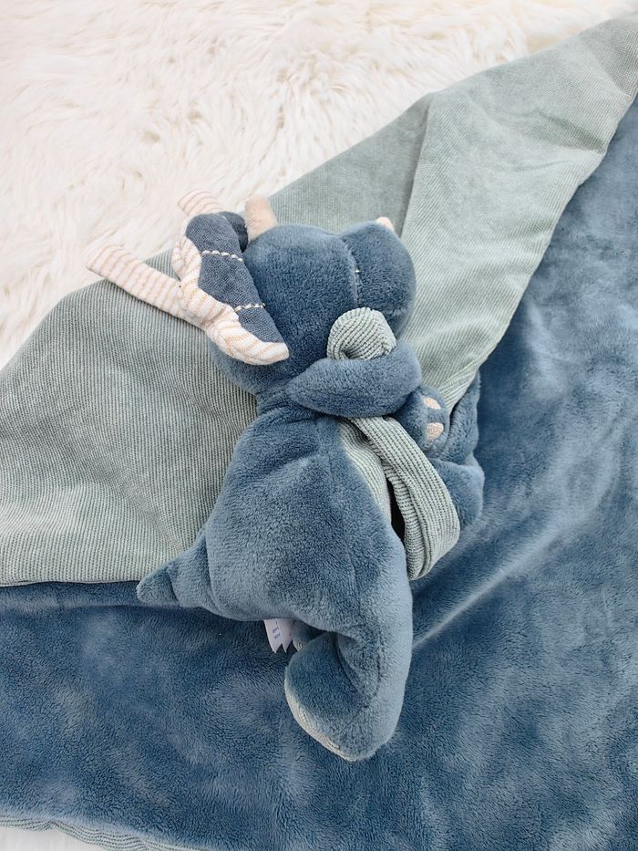 Doudou Ma première couverture en Veloudoux Ops Bleu de Noukies - photo numéro 4