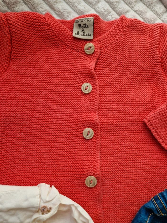 Ensemble blouse gilet jean bébé fille 12 mois kiabi - photo numéro 3