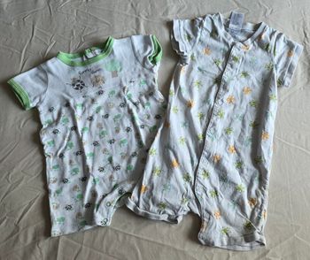 Lot 2 Barboteuses Pyjamas Coton H&M & Funny Farm 12 MOIS