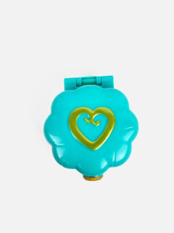 Polly Pocket Mini coffret compact bleu turquoise Cœur doré 2017