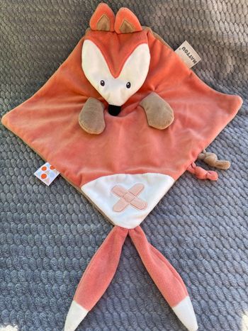 Doudou plat Renard orange marron Buddiezzz Nattou