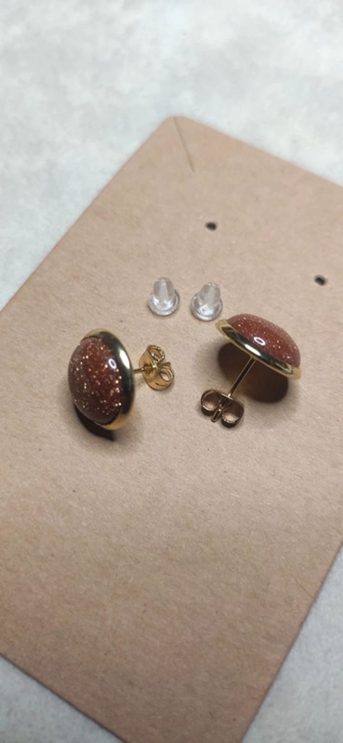 Boucles oreilles en Goldstone de Cuivre - photo numéro 2